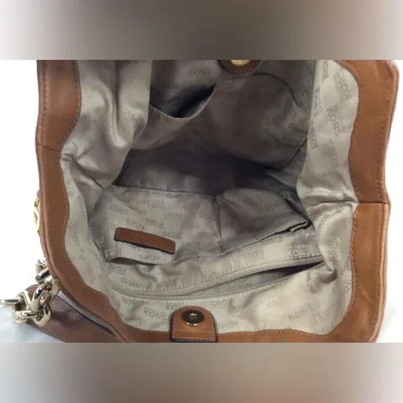 Michael Kors Tan Leather Shoulder Bag with Gold Accents - Picture 6 of 7